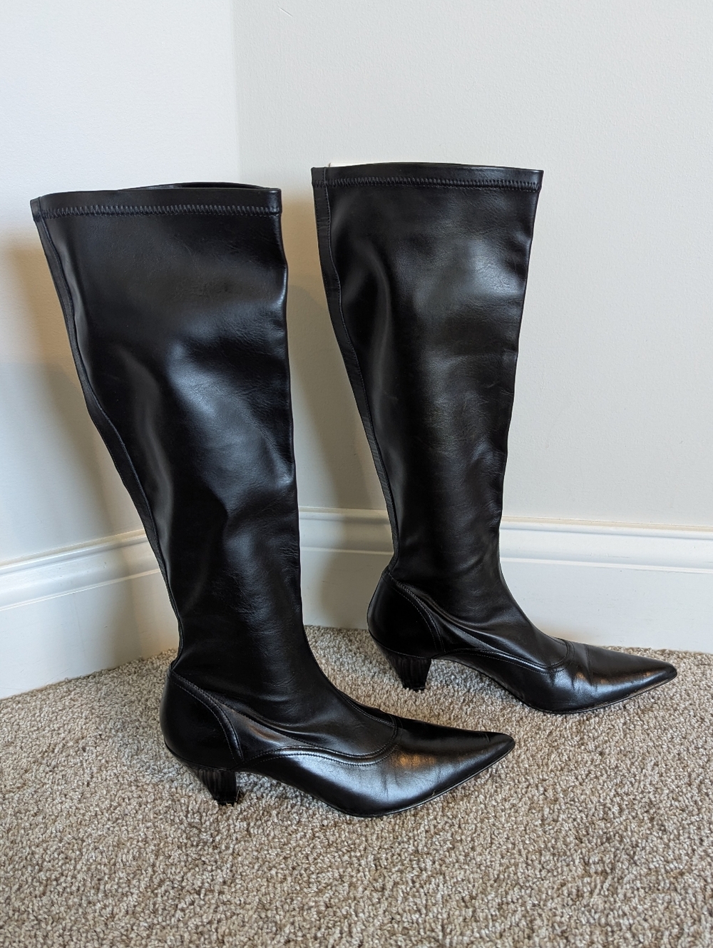 Donald J Pliner Stretch Black Leather Calf Boots sz 7.5